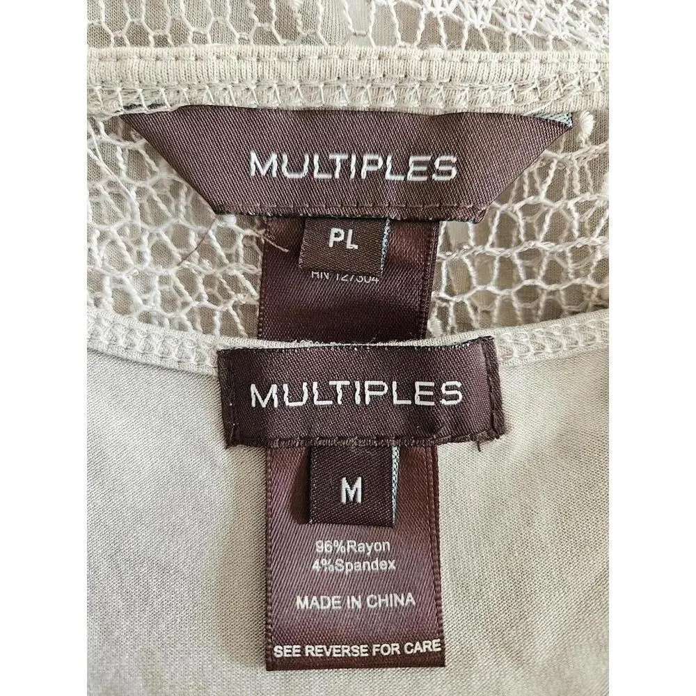 LOT Multiples Medium/P. Large tan open knit cover up & tank set. Tie front cardi